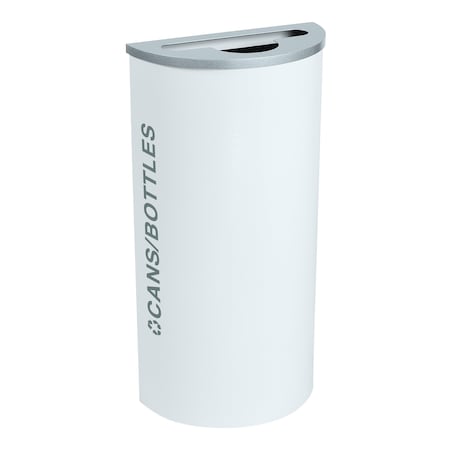 Ex-Cell Kaiser 8-Gal. Half-Round Cans/Bottles Receptacle - Steel, White Gloss RC-KDHR-C BT-WHT